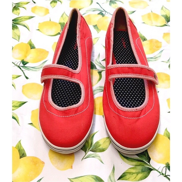L.L. Bean Shoes - L.L. Bean Red Canvas Mary Jane Sneakers